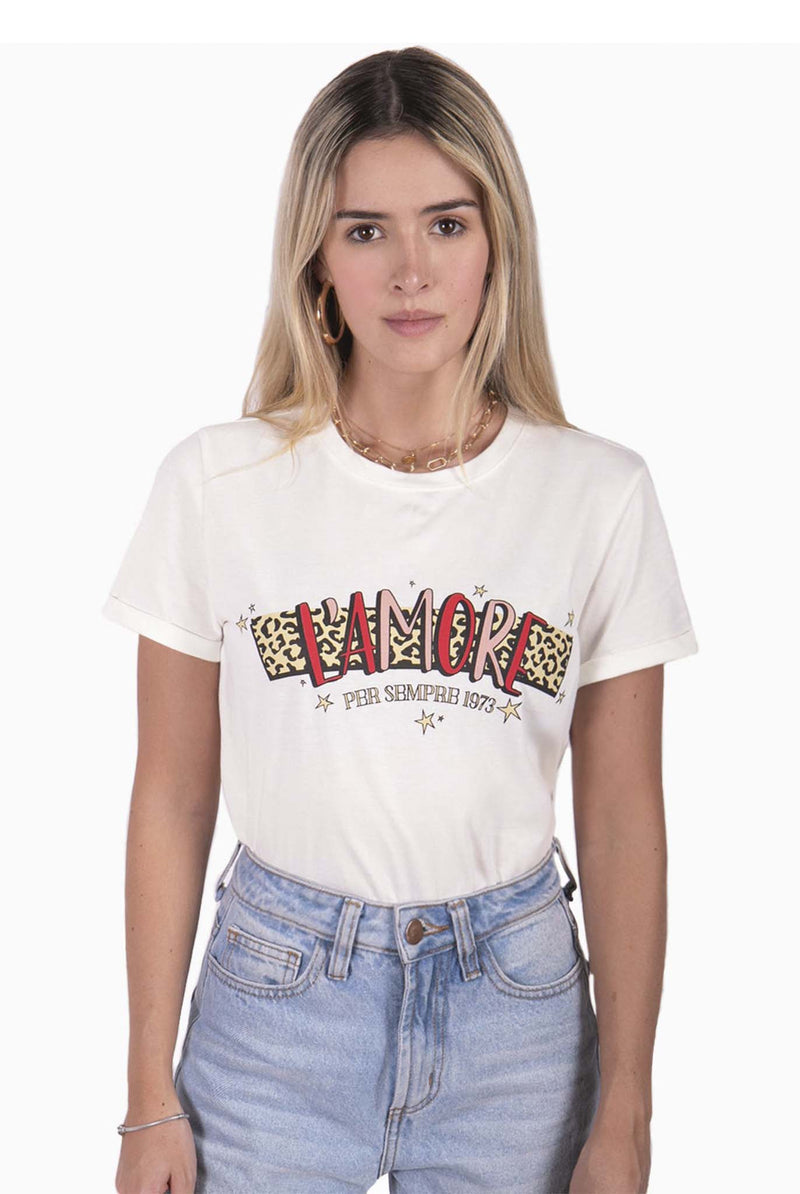 Camiseta Flashy Con Estampado L"Amore De Animal Print - Dara