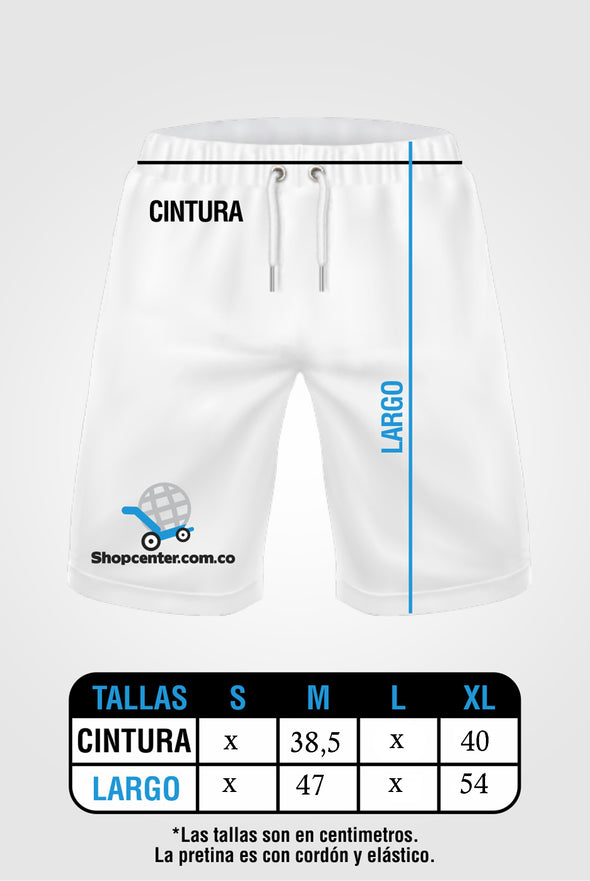 Pantaloneta Deportiva Wellness White