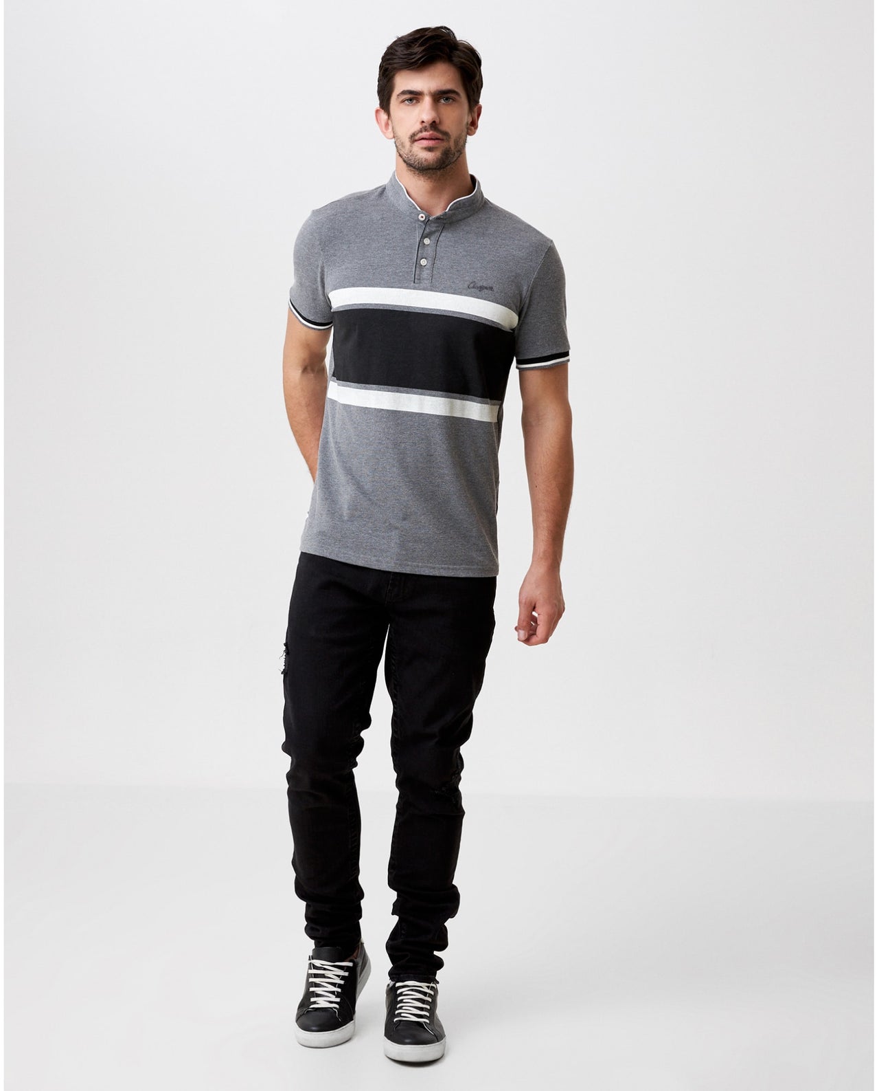 Polo Chevignon Cuello Neru Gris Oscuro