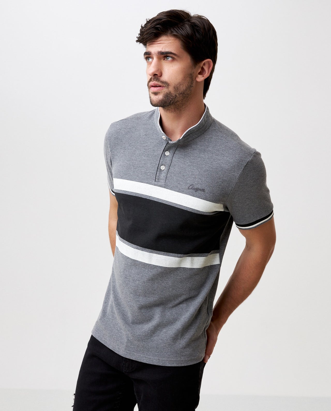 Polo Chevignon Cuello Neru Gris Oscuro